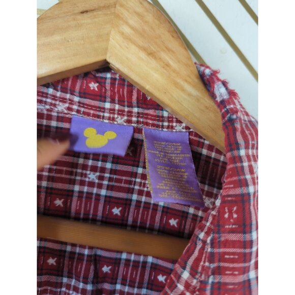 Disney Pooh Plaid Short Sleeve Shirt Y2K  Bee Free Pocket Button Up 22/242W READ - Picture 6 of 8